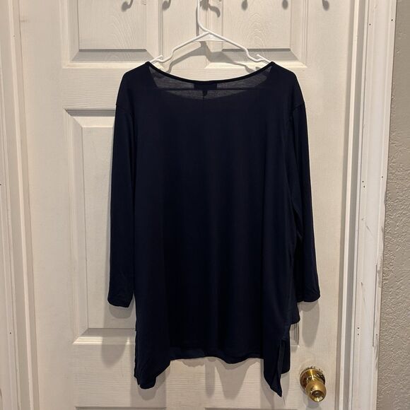 DG2 Diane Gilman 3/4 Sleeves Layered Navy Blue Top 2X NWT Lagenlook Easy Top - Picture 6 of 6